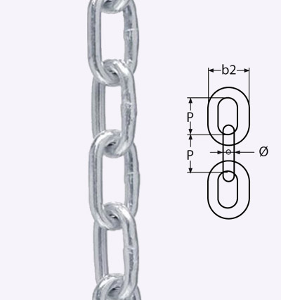 Короткозвенная цепь DIN 766 нержавеющая А2/А4